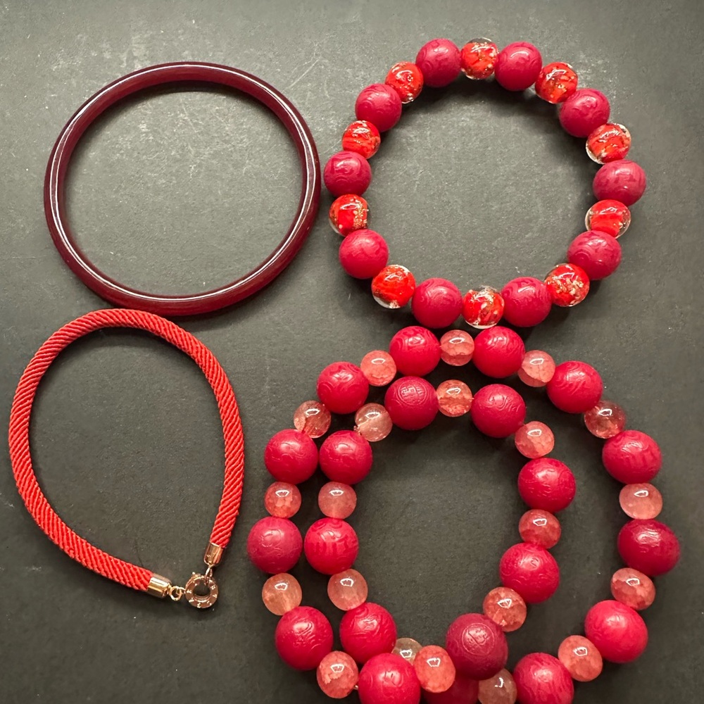 Hand Crafted Red Bracelet Set